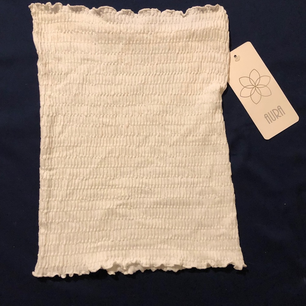 White Ruffle Tube Top